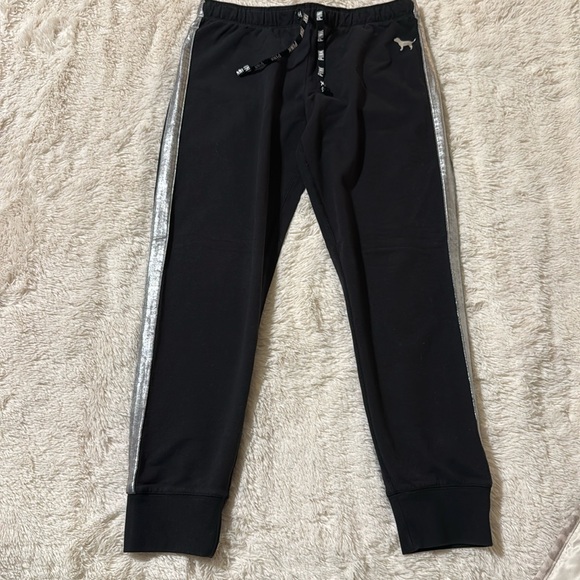 Victoria’s Secret PINK joggers, w/silver stripes size Medium - Picture 1 of 4